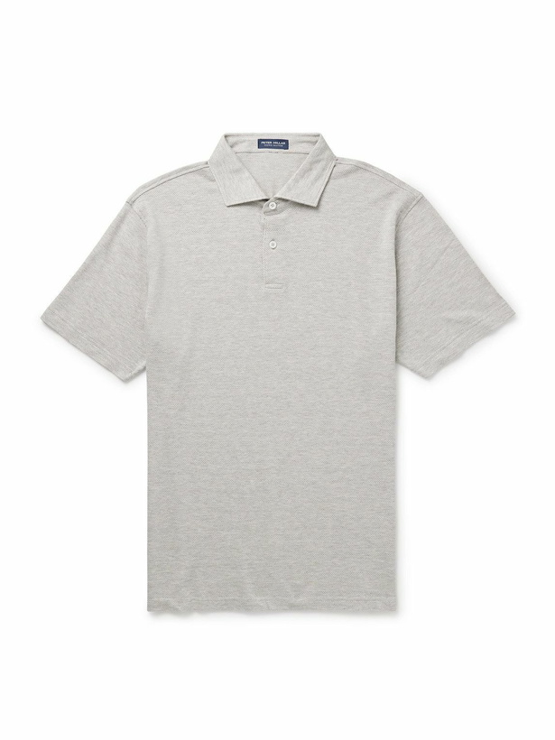 Photo: Peter Millar - Harris Herringbone Stretch-Cotton and Modal-Blend Polo Shirt - Gray