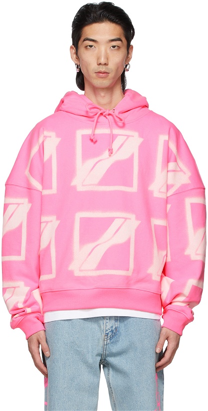 Photo: We11done Pink Big Logo All Over Hoodie