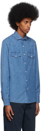 Brunello Cucinelli Blue Denim Western Shirt