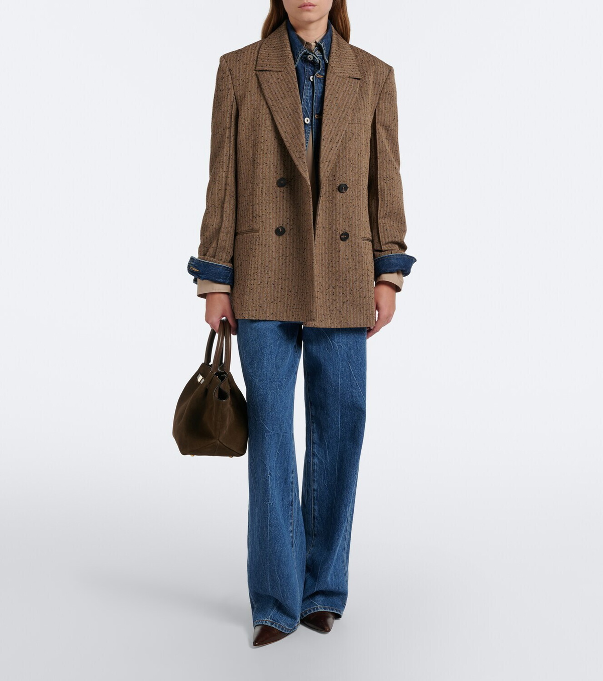 DeMellier New York Midi suede top-handle bag