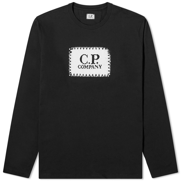 Photo: C.P. Company Men's Box Logo Longsleeve T-Shirt in Black