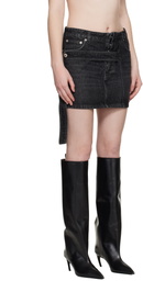 Jean Paul Gaultier Black Low Waisted Strap Denim Miniskirt
