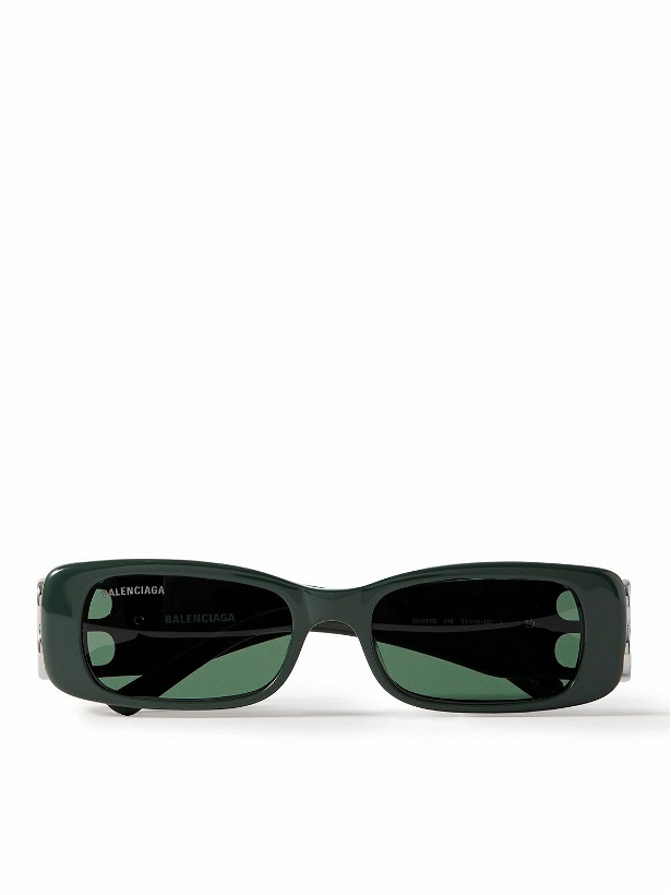 Photo: Balenciaga - Dynasty Rectangular-Frame Acetate and Silver-Tone Sunglasses