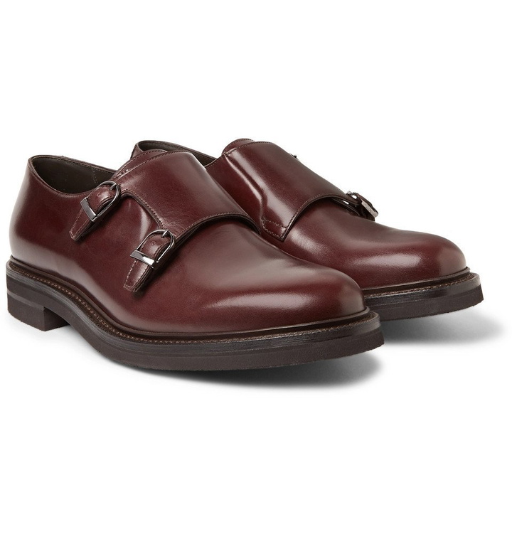 Photo: Brunello Cucinelli - Leather Monk-Strap Shoes - Burgundy