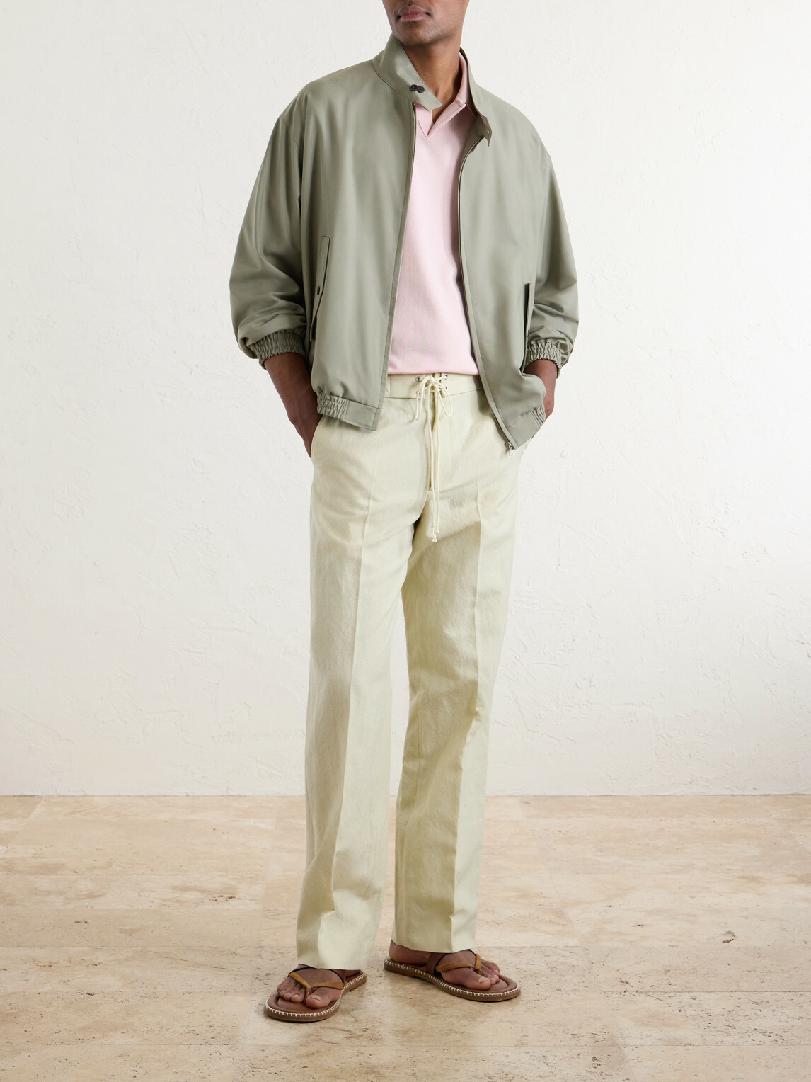 Auralee - Knitted Silk Polo Shirt - Pink