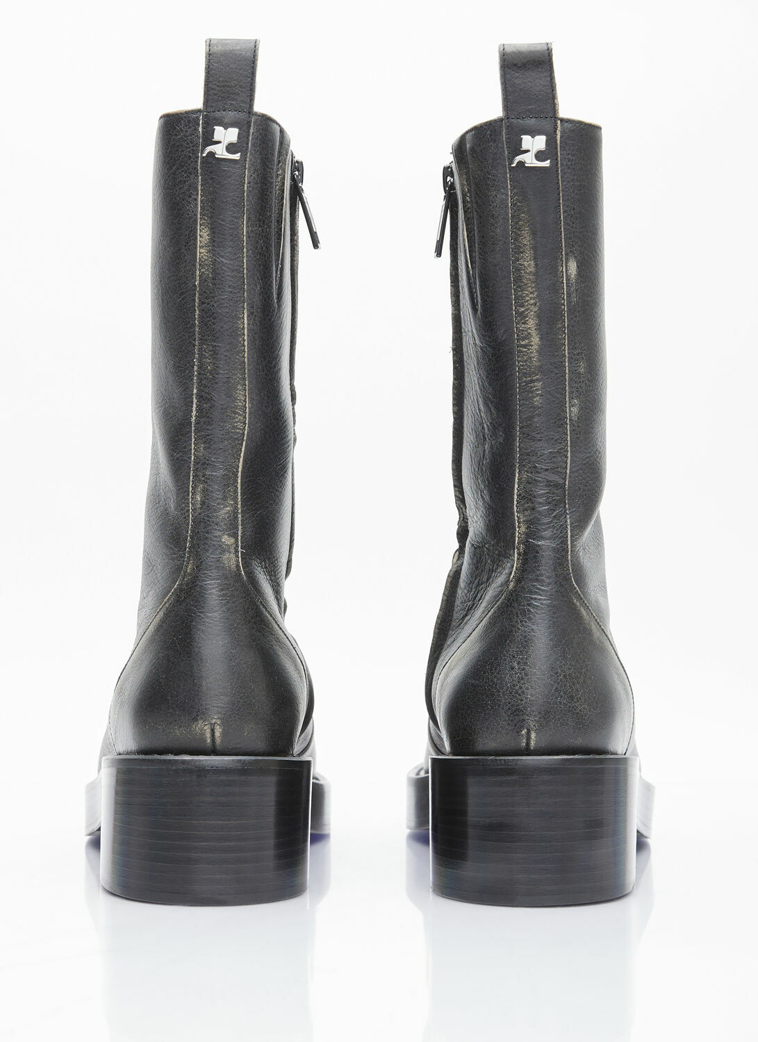 Courrèges Used Leather Zip Ankle Boots