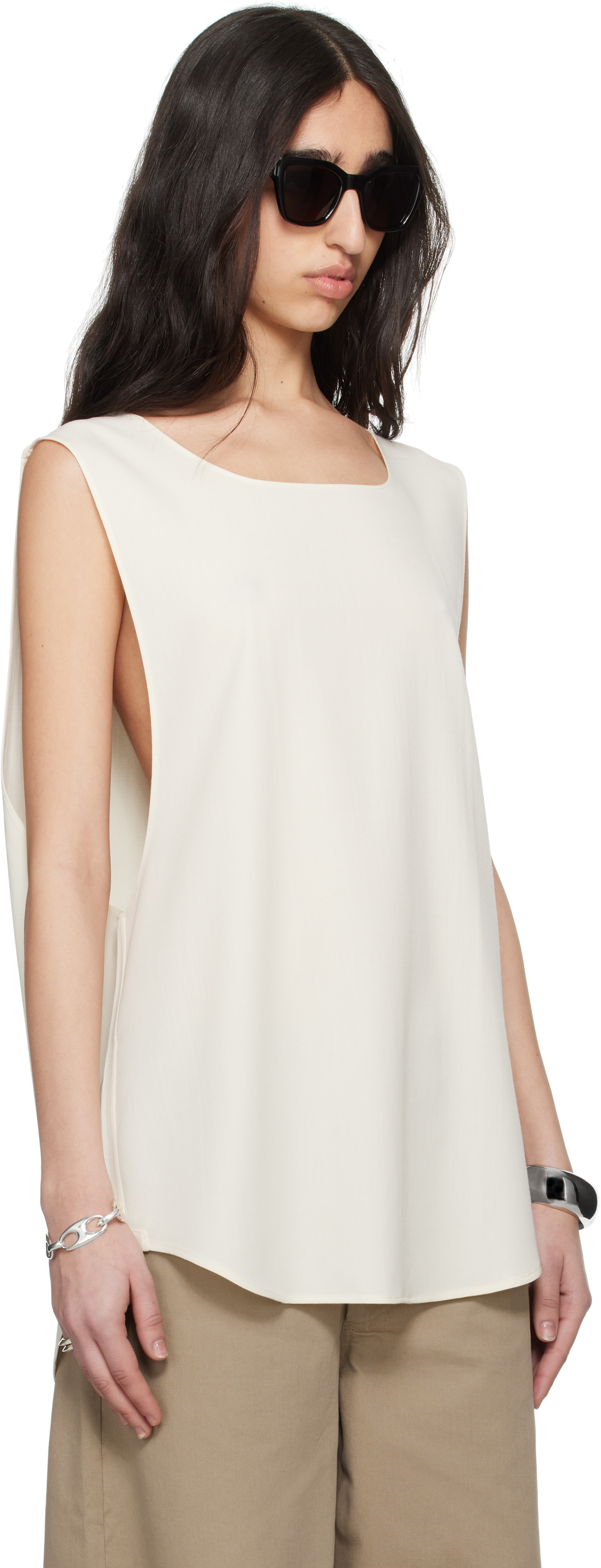 Meta Campania Collective Off-White Kacie Unlined Tropical Wool Shift Top