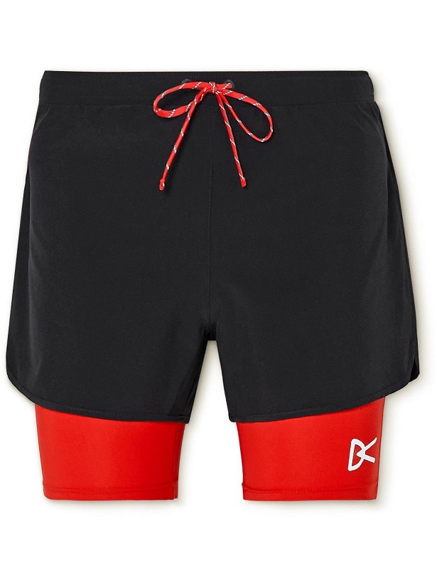 Photo: DISTRICT VISION - Aaron 2-in-1 Stretch-Shell Running Shorts - Black