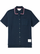 Thom Browne - Striped Waffle-Knit Cotton Shirt - Blue