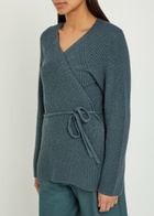 Eileen Fisher Ribbed Cotton-blend Wrap Cardigan Blue