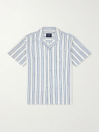 Drake's - Camp-Collar Striped Cotton-Poplin Shirt - Blue