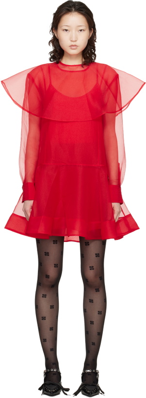 Photo: GANNI Red Organza Circle Collar Minidress