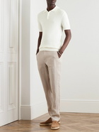 Orlebar Brown - 007 Burnham Slim-Fit Jacquard-Knit Mulberry Silk and Cotton-Blend Polo Shirt - White