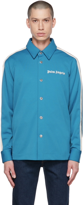 Photo: Palm Angels Blue Classic Track Shirt