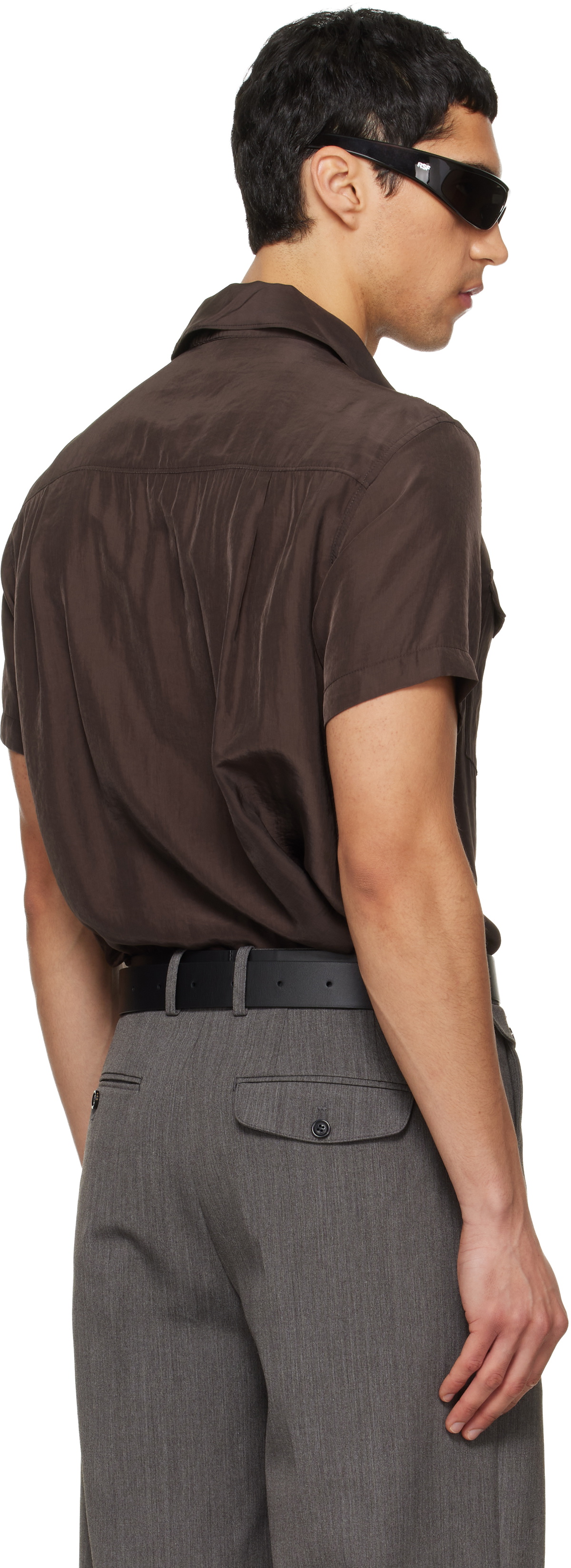 TONYWACK Brown Washed Rayon Pearl Snap Shirt