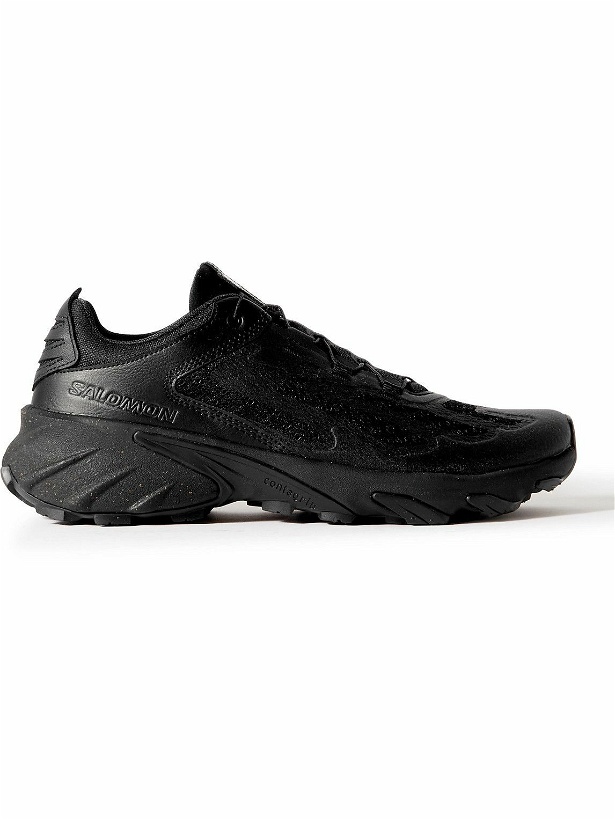 Photo: Salomon - Speedverse PRG Vegan Leather and Rubber-Trimmed Mesh Sneakers - Black