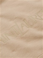 SAINT LAURENT - Colour-Block Logo-Embroidered Cotton-Jersey Hoodie - Neutrals