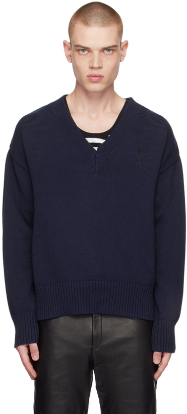 Photo: AMI Paris Navy Ami de Cœur Sweater