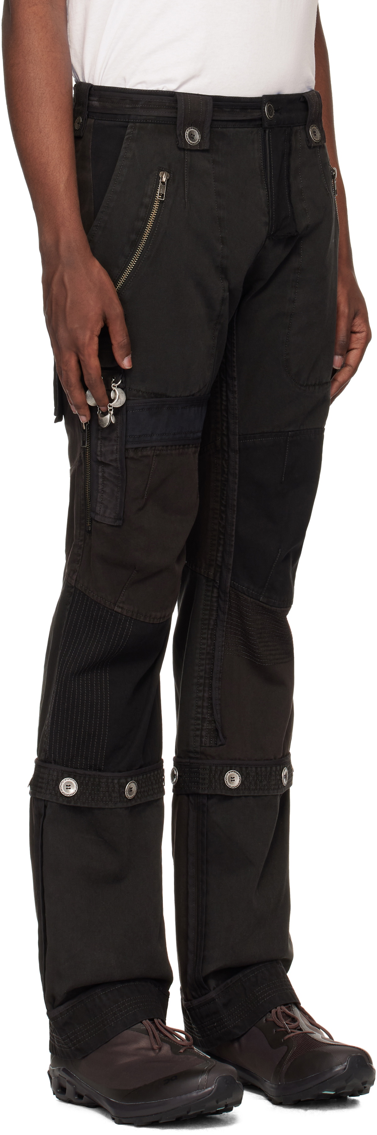 パンツ Hyein Seo Convertible Patchwork Pants 3 HYEIN SEO Black Convertible Patchwork Trousers Hyein Seo