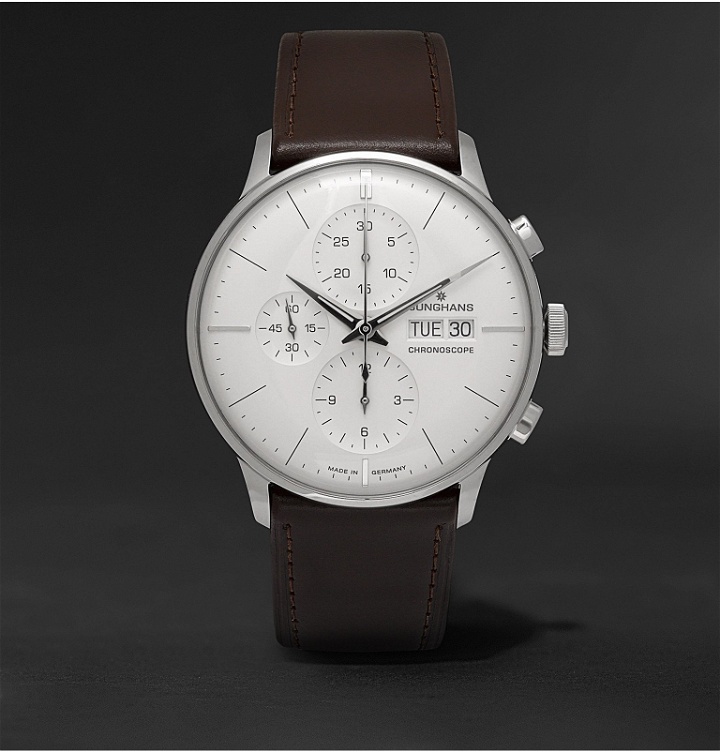 Photo: Junghans - Meister Chronoscope 40mm Stainless Steel and Leather Watch, Ref. No. 027412001 - White