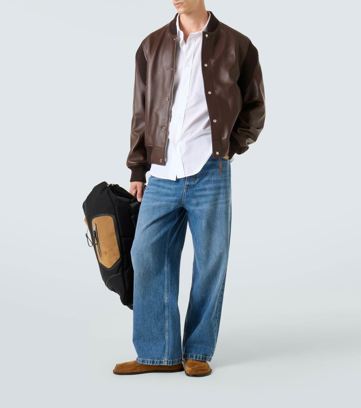 Loewe Anagram leather bomber jacket