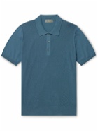 Canali - Textured-Cotton Polo Shirt - Blue