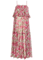Chloe Floral Print Ruffled Silk-chiffon Maxi Dress Pink