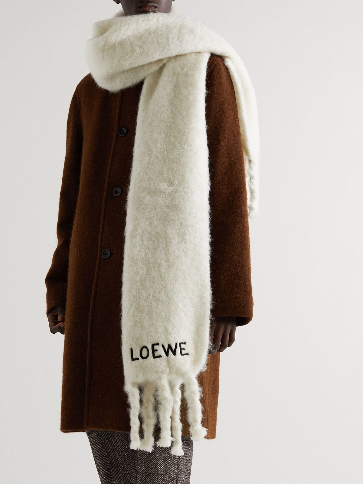 Loewe - Oversized Logo-Embroidered Mohair-Blend Scarf Loewe