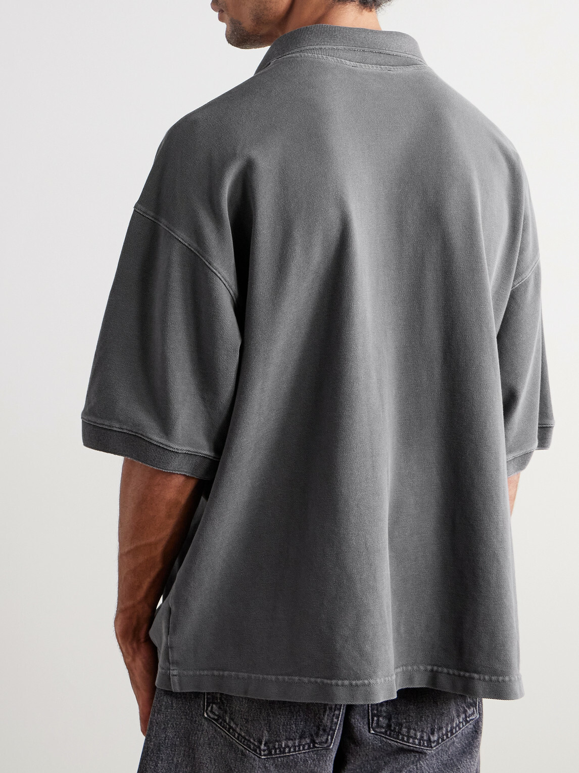 AGOLDE - Curren Cotton-Jersey Polo Shirt - Gray