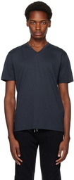 Sunspel Navy Riviera Midweight V Neck T-Shirt