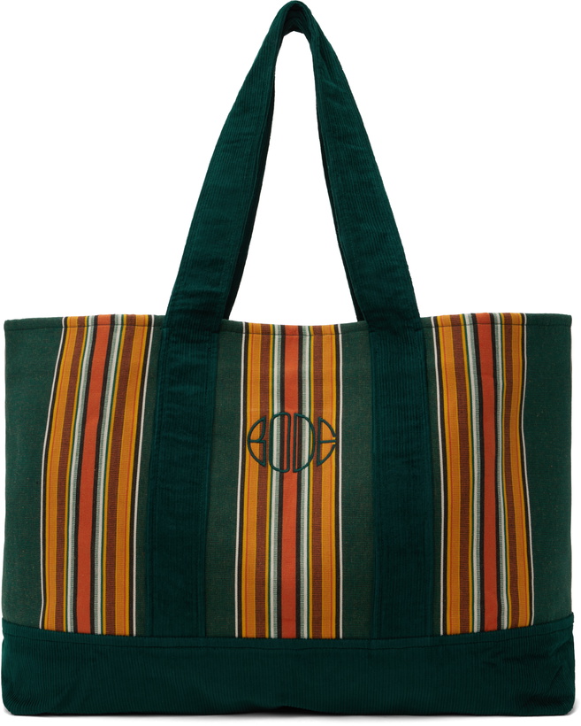 Photo: Bode Green Parakeet Stripe Tote