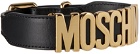 Moschino Black Small/Medium Lettering Logo Dog Collar