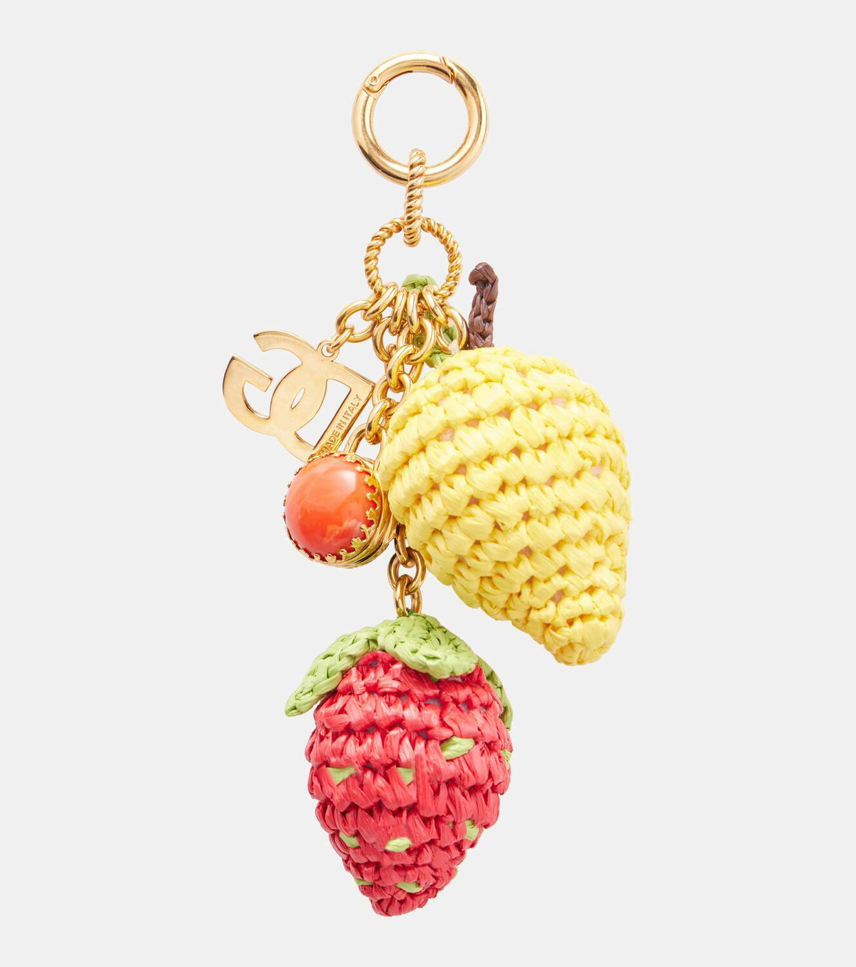 Dolce&Gabbana DG raffia-trimmed keychain