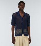 King & Tuckfield - Openwork cotton and linen bowling shirt