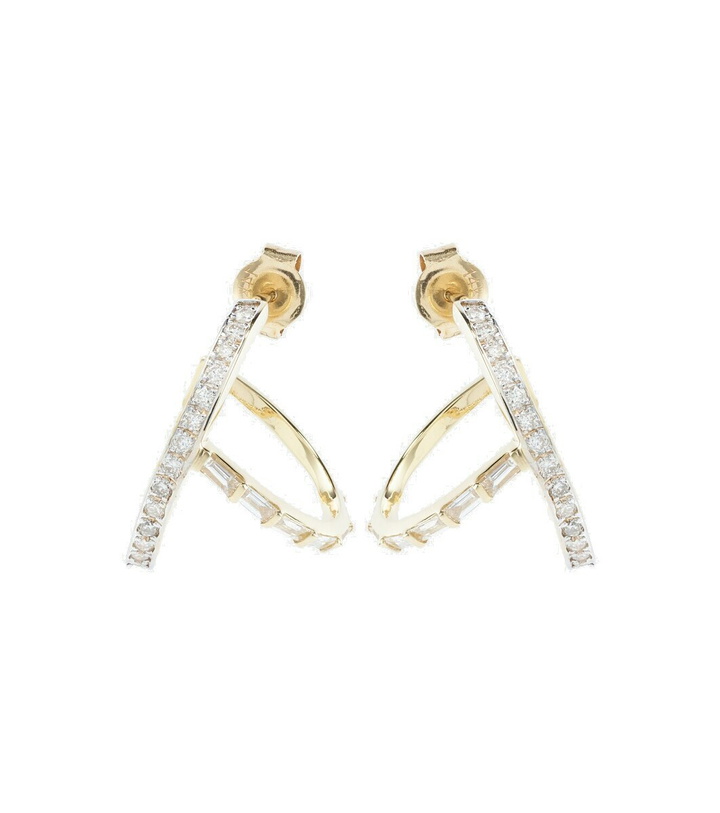 Photo: Mateo 14kt Y-bar gold hoop earrings with diamonds