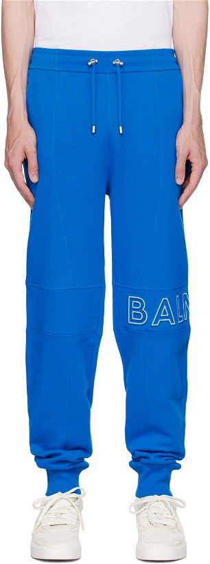 Photo: Balmain Blue Embossed Sweatpants