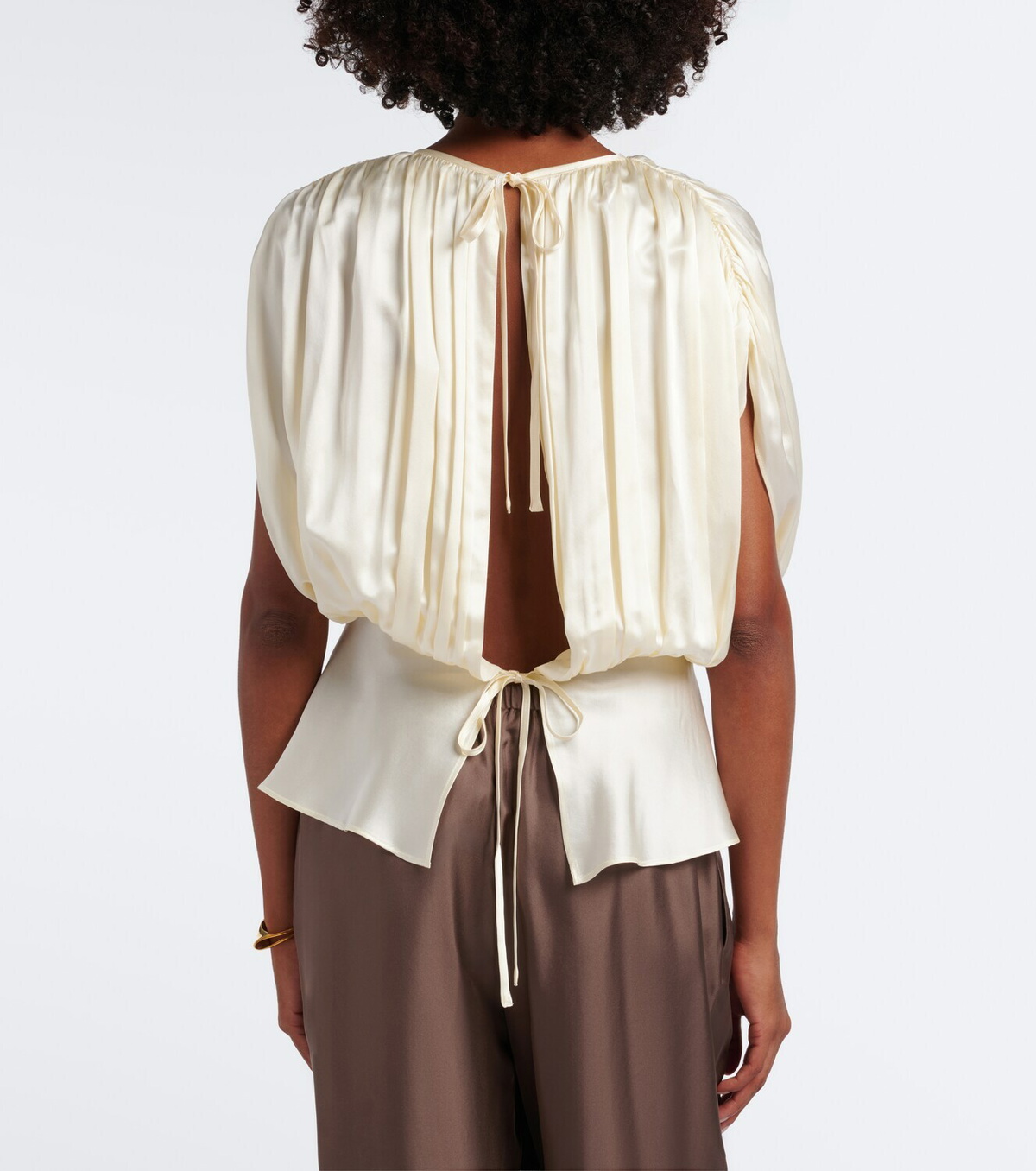 Tove Peta draped peplum silk satin top