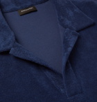 Ermenegildo Zegna - Logo-Embroidered Cotton-Terry Polo Shirt - Blue
