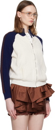 SHUSHU/TONG Off-White & Navy Color-Block Raglan Sleeve Knit Cardigan