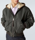 JW Anderson Hooded shearling-trimmed bomber jacket