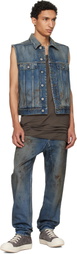 Rick Owens DRKSHDW Blue Temple Collapse Long Jeans