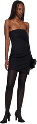 Courrèges Black Draped Polywool Bustier Minidress