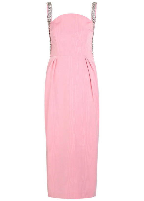 Photo: Rebecca Vallance Amaro Crystal-embellished Satin Midi Dress Pink