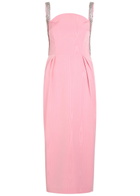 Rebecca Vallance Amaro Crystal-embellished Satin Midi Dress Pink