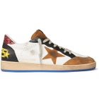 Golden Goose - Ball Star Distressed Cracked-Leather and Suede Sneakers - White