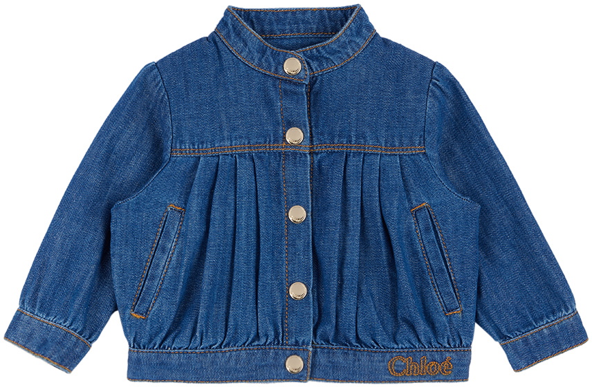 Chloé Baby Blue Pleated Denim Jacket
