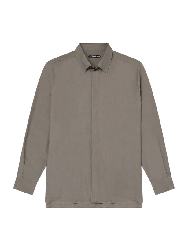 Photo: TOM FORD - Cotton and Silk-Blend Twill Shirt - Green