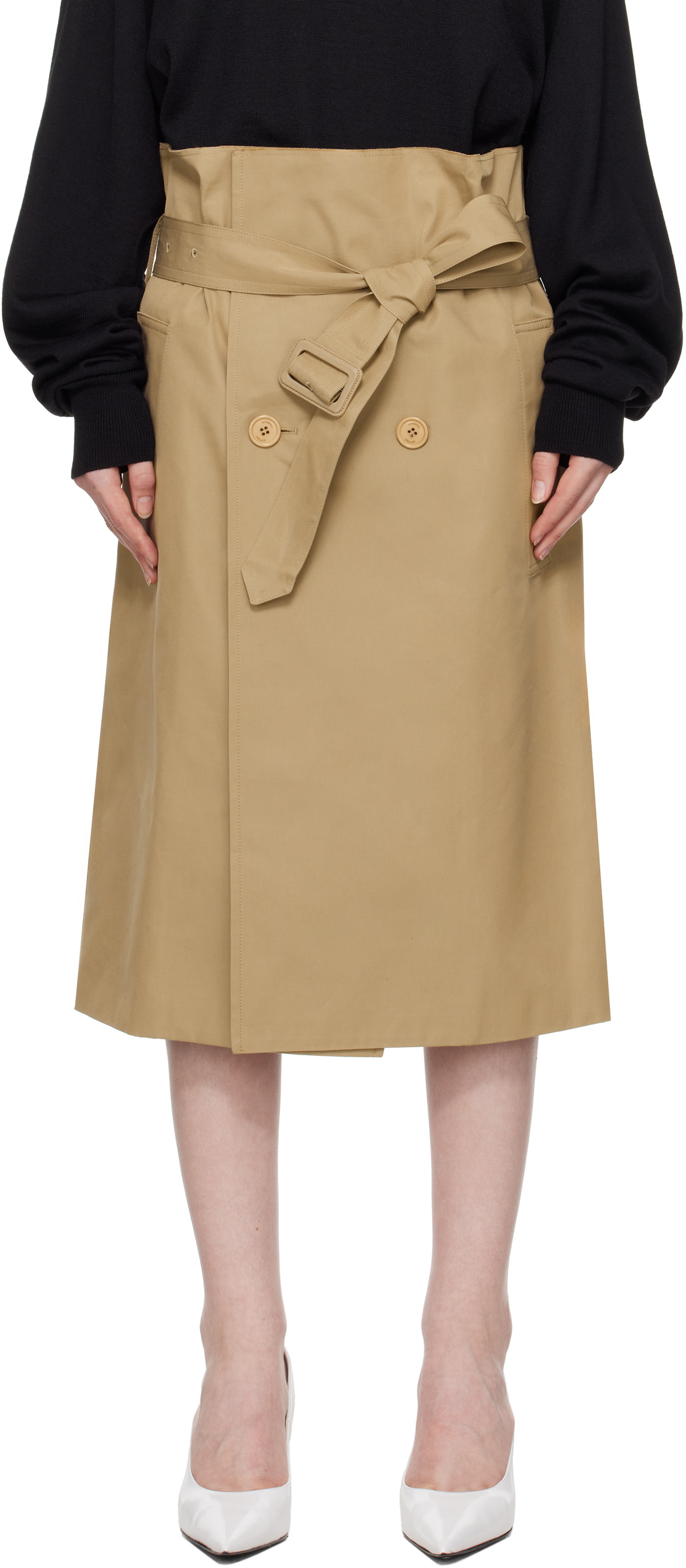 VETEMENTS Beige Deconstructed Midi Skirt