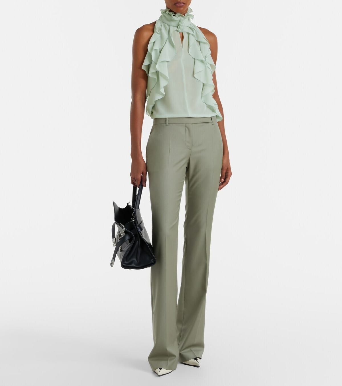 McQueen Ruffled silk chiffon top