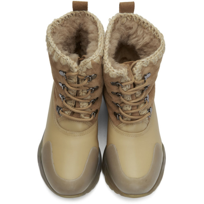 Mou Beige LaceUp Boots Mounser